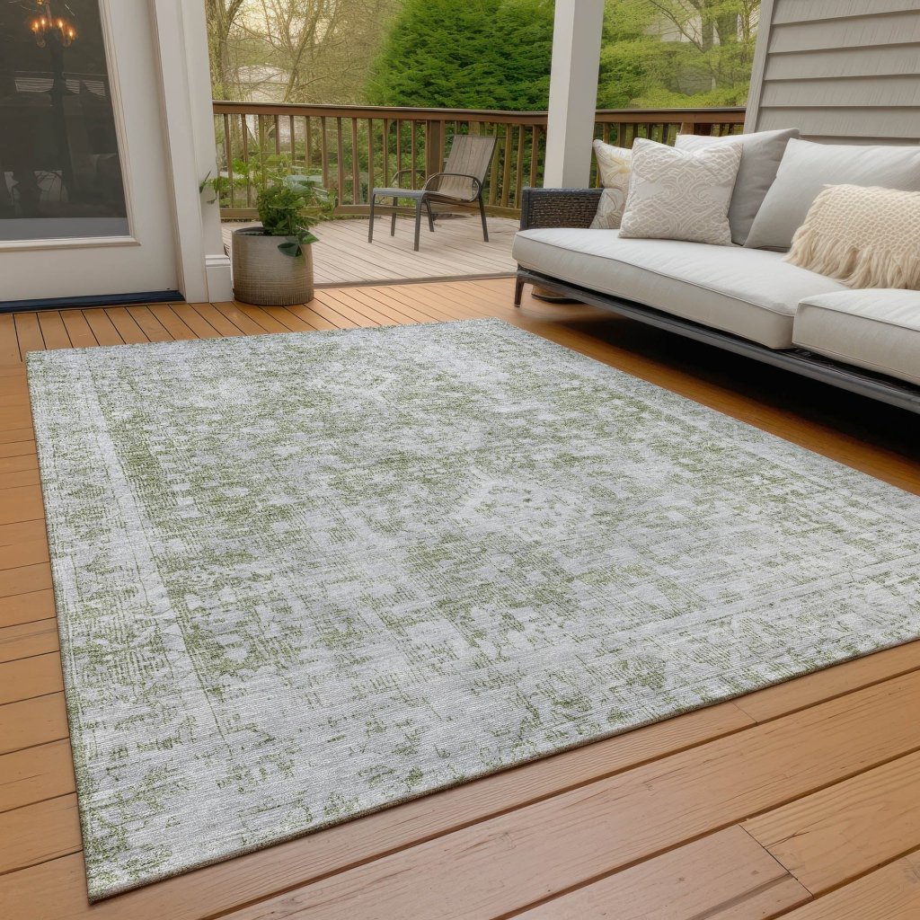LOOMLAN Rugs Lurea Green Washable Indoor-Outdoor Rug