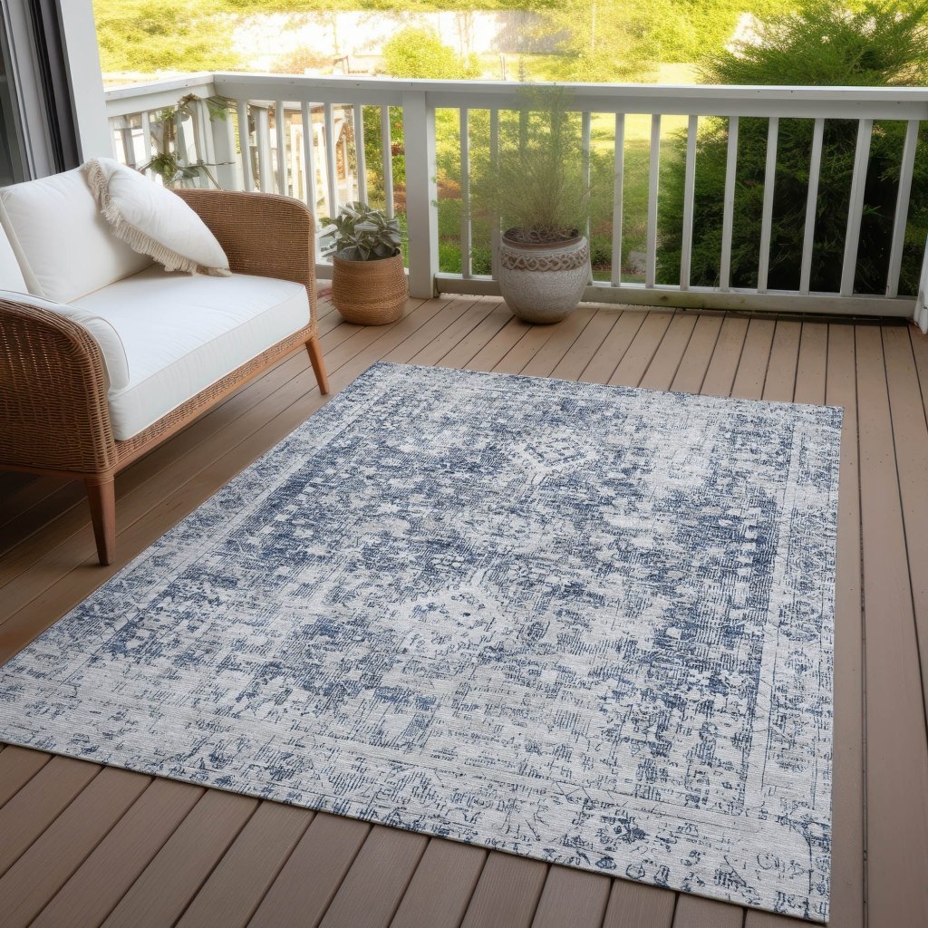 LOOMLAN Rugs Lurea Navy Washable Indoor-Outdoor Rug
