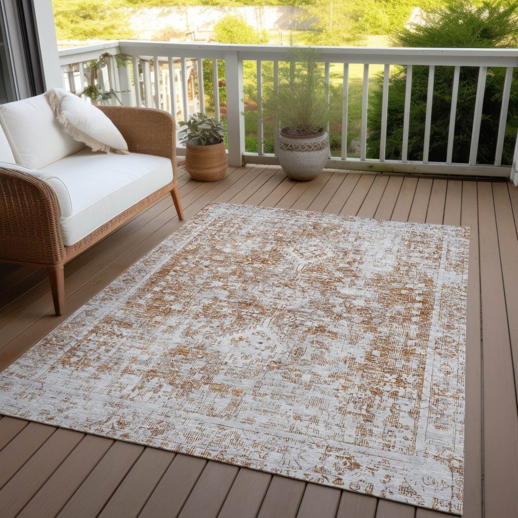 Lurea Orange Washable Indoor - Outdoor Rug - LOOMLAN - LOOMLAN Rugs - Outdoor Rugs