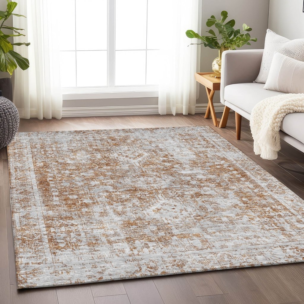 Lurea Orange Washable Indoor - Outdoor Rug - LOOMLAN - LOOMLAN Rugs - Outdoor Rugs
