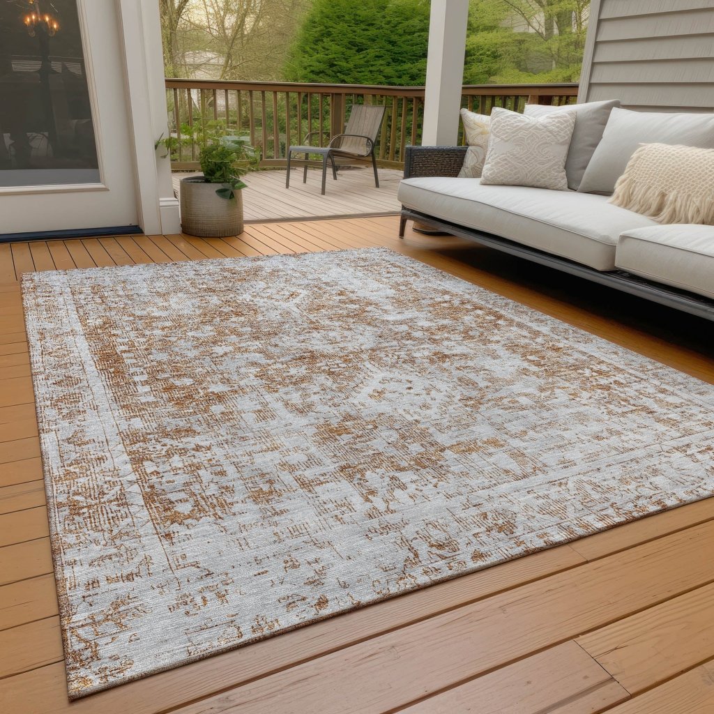 Lurea Orange Washable Indoor - Outdoor Rug - LOOMLAN - LOOMLAN Rugs - Outdoor Rugs