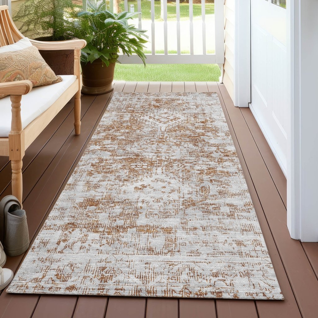 Lurea Orange Washable Indoor - Outdoor Rug - LOOMLAN - LOOMLAN Rugs - Outdoor Rugs