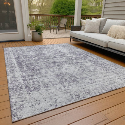 LOOMLAN Rugs Lurea Purple Washable Indoor-Outdoor Rug