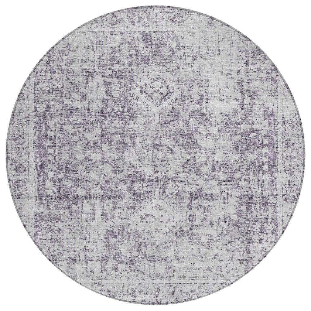 LOOMLAN Rugs Lurea Purple Washable Indoor-Outdoor Rug