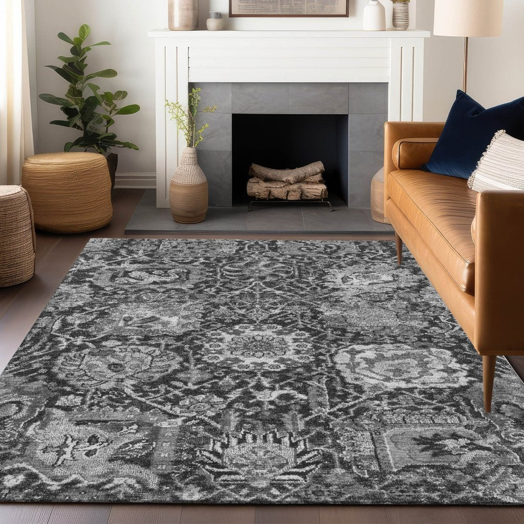 LOOMLAN Rugs Lureva Gray Washable Indoor-Outdoor Rug