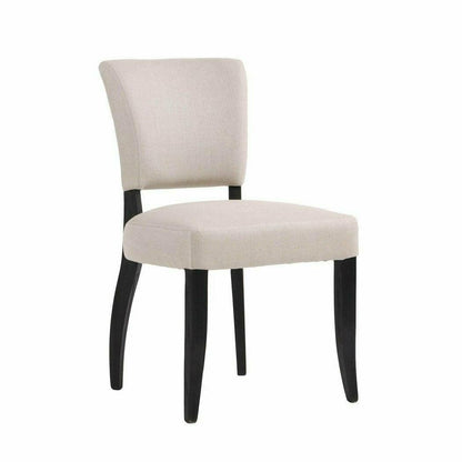 Luther Dining Chair Light Linen & Black Legs Linen Floating Back Set of 2 - Sideboards and Things Accents_Black, Back Type_Floating Back, Back Type_Full Back, Back Type_With Back, Brand_LH Imports, Color_Ivory, Finish_Antiqued, Legs Material_Wood, Number of Pieces_2PC Set, Product Type_Dining Height, Shape_Armless, Upholstery Type_Fabric Blend, Wood Species_Oak
