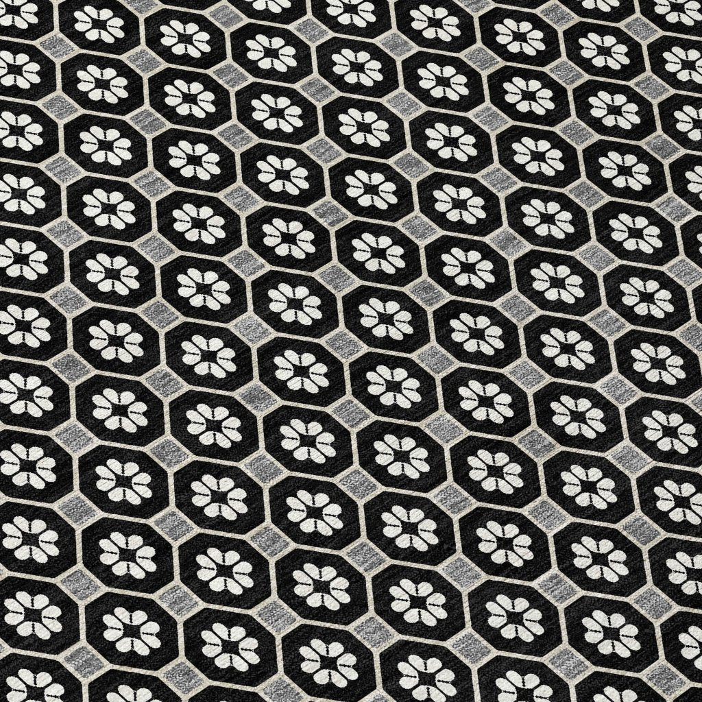 LOOMLAN Rugs Luthira Black Washable Indoor-Outdoor Rug