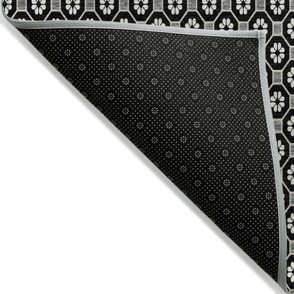 LOOMLAN Rugs Luthira Black Washable Indoor-Outdoor Rug
