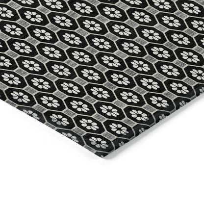 LOOMLAN Rugs Luthira Black Washable Indoor-Outdoor Rug