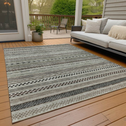 LOOMLAN Rugs Luthyra Brown Washable Indoor-Outdoor Rug