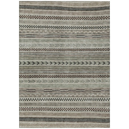 LOOMLAN Rugs Luthyra Brown Washable Indoor-Outdoor Rug