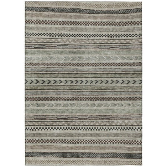 LOOMLAN Rugs Luthyra Brown Washable Indoor-Outdoor Rug