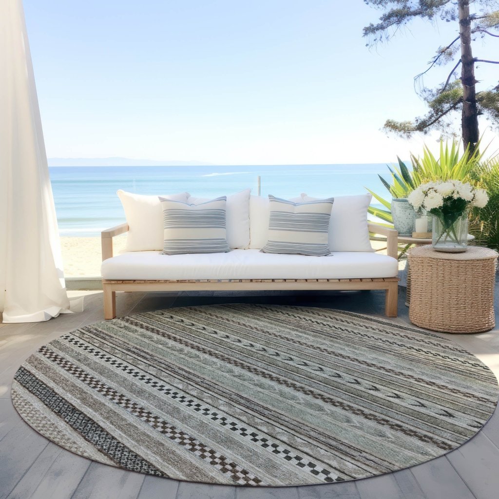 LOOMLAN Rugs Luthyra Brown Washable Indoor-Outdoor Rug