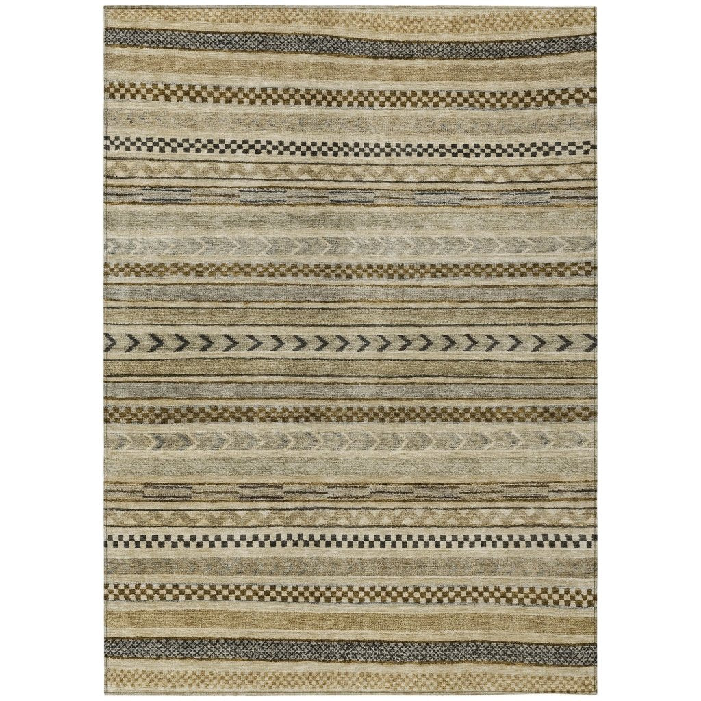 LOOMLAN Rugs Luthyra Chocolate Washable Indoor-Outdoor Rug