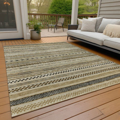 LOOMLAN Rugs Luthyra Chocolate Washable Indoor-Outdoor Rug