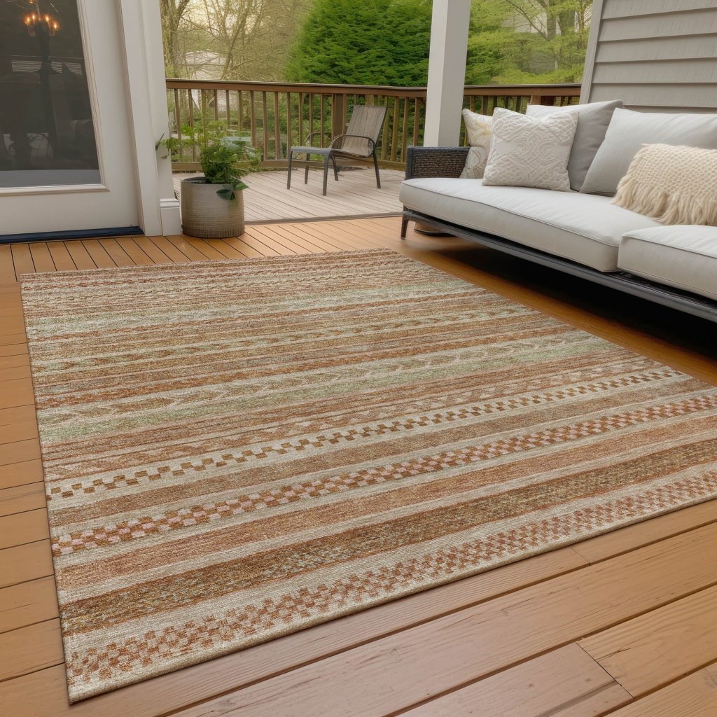 LOOMLAN Rugs Luthyra Orange Washable Indoor-Outdoor Rug