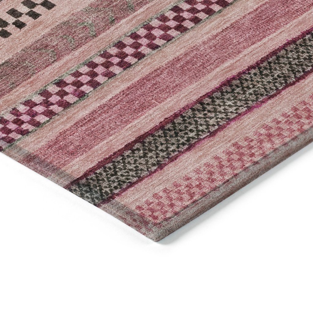LOOMLAN Rugs Luthyra Pink Washable Indoor-Outdoor Rug