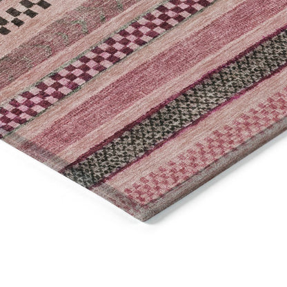 LOOMLAN Rugs Luthyra Pink Washable Indoor-Outdoor Rug