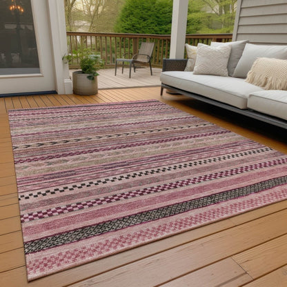 LOOMLAN Rugs Luthyra Pink Washable Indoor-Outdoor Rug