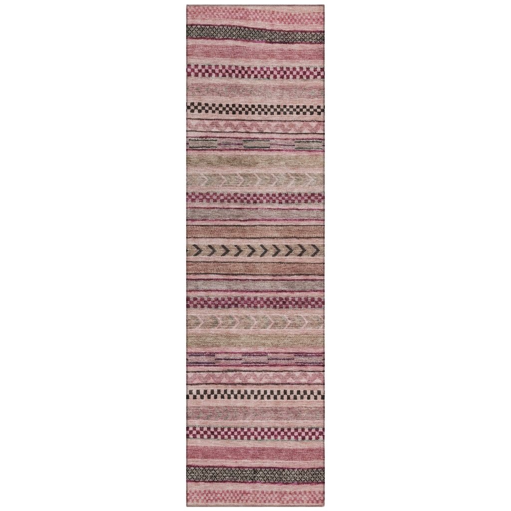 LOOMLAN Rugs Luthyra Pink Washable Indoor-Outdoor Rug