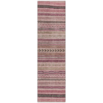 LOOMLAN Rugs Luthyra Pink Washable Indoor-Outdoor Rug
