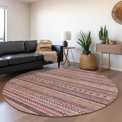 LOOMLAN Rugs Luthyra Pink Washable Indoor-Outdoor Rug
