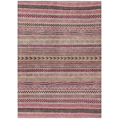 LOOMLAN Rugs Luthyra Pink Washable Indoor-Outdoor Rug