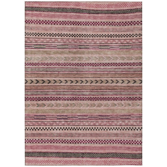 LOOMLAN Rugs Luthyra Pink Washable Indoor-Outdoor Rug
