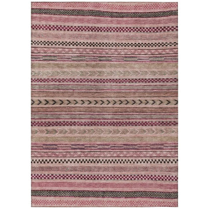 LOOMLAN Rugs Luthyra Pink Washable Indoor-Outdoor Rug