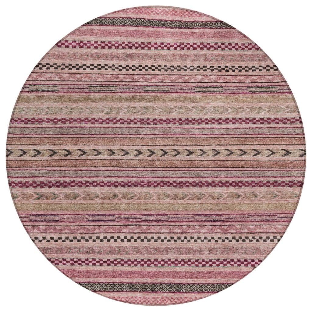 LOOMLAN Rugs Luthyra Pink Washable Indoor-Outdoor Rug