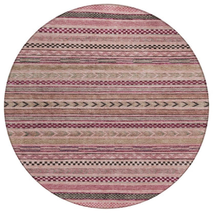 LOOMLAN Rugs Luthyra Pink Washable Indoor-Outdoor Rug