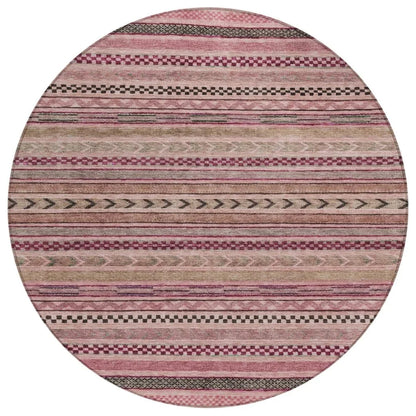 LOOMLAN Rugs Luthyra Pink Washable Indoor-Outdoor Rug