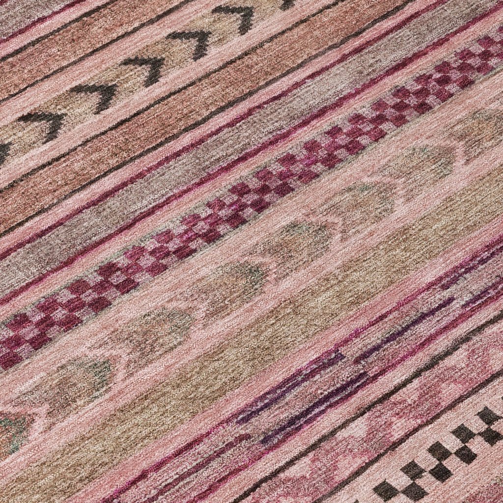 LOOMLAN Rugs Luthyra Pink Washable Indoor-Outdoor Rug