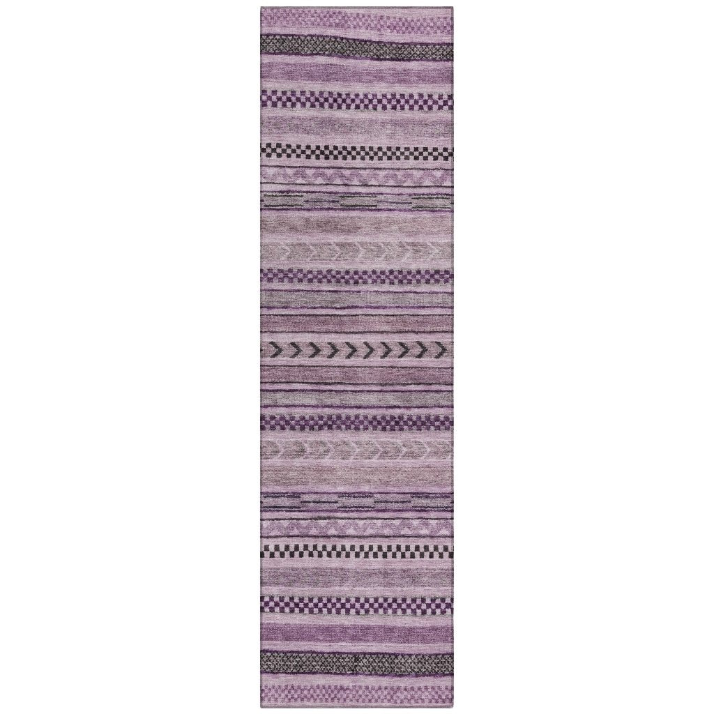 LOOMLAN Rugs Luthyra Purple Washable Indoor-Outdoor Rug