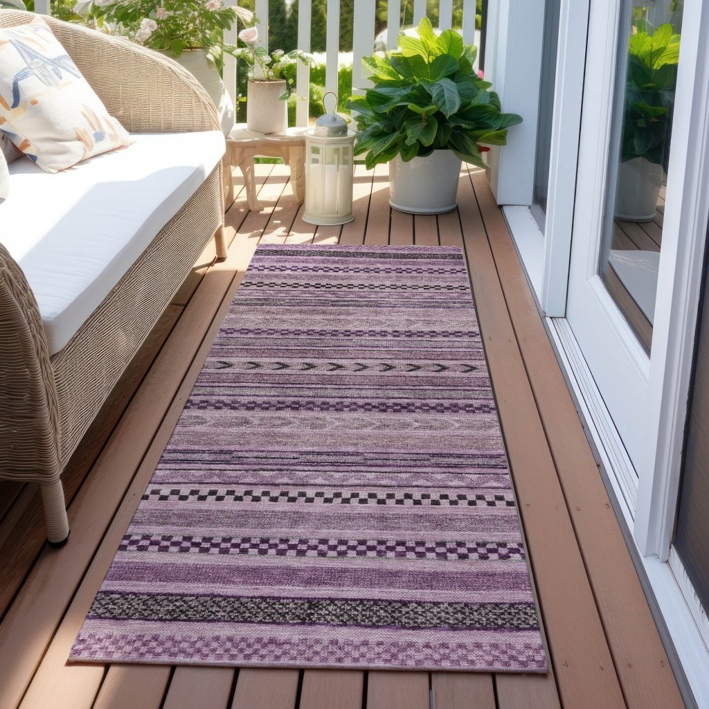 LOOMLAN Rugs Luthyra Purple Washable Indoor-Outdoor Rug