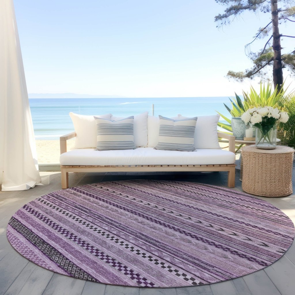 LOOMLAN Rugs Luthyra Purple Washable Indoor-Outdoor Rug