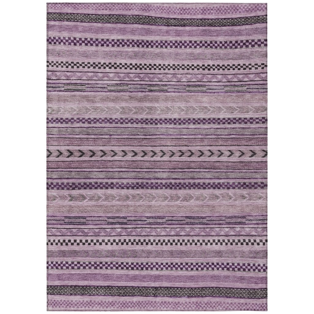 LOOMLAN Rugs Luthyra Purple Washable Indoor-Outdoor Rug