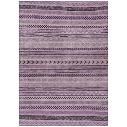 LOOMLAN Rugs Luthyra Purple Washable Indoor-Outdoor Rug