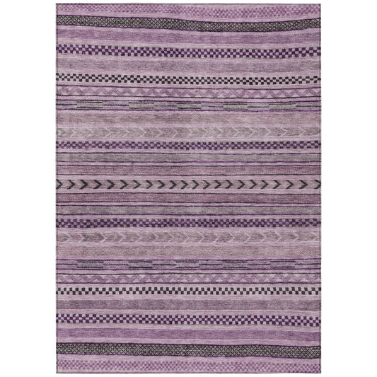 LOOMLAN Rugs Luthyra Purple Washable Indoor-Outdoor Rug