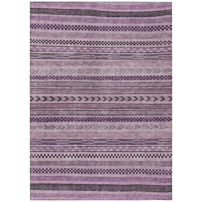 LOOMLAN Rugs Luthyra Purple Washable Indoor-Outdoor Rug