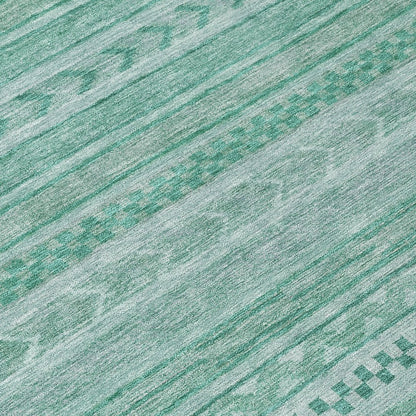 LOOMLAN Rugs Luthyra Turquoise Washable Indoor-Outdoor Rug