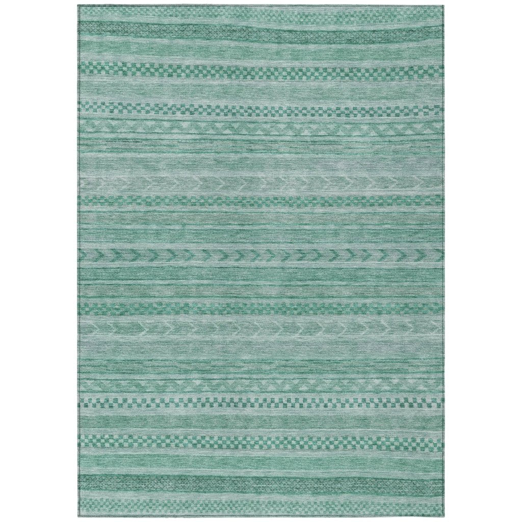 LOOMLAN Rugs Luthyra Turquoise Washable Indoor-Outdoor Rug