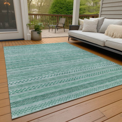 LOOMLAN Rugs Luthyra Turquoise Washable Indoor-Outdoor Rug