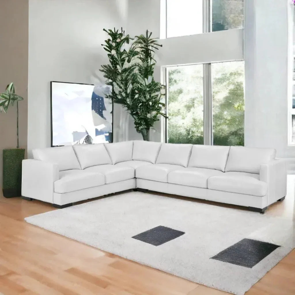 Luxurious Malibu Grain Leather L-Shaped Sectional Couch