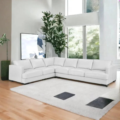 Luxurious Malibu Grain Leather L-Shaped Sectional Couch
