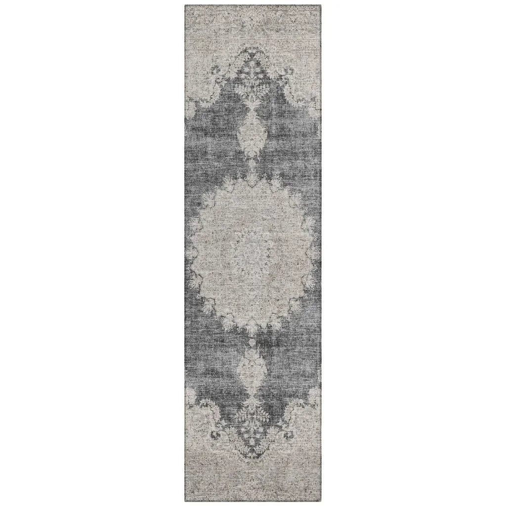 LOOMLAN Rugs Lyra Black Washable Indoor-Outdoor Rug