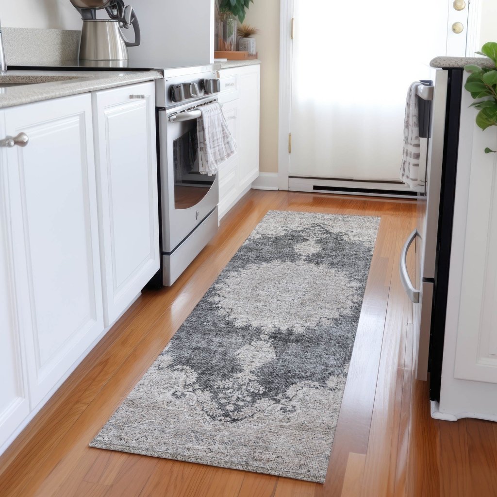 LOOMLAN Rugs Lyra Black Washable Indoor-Outdoor Rug
