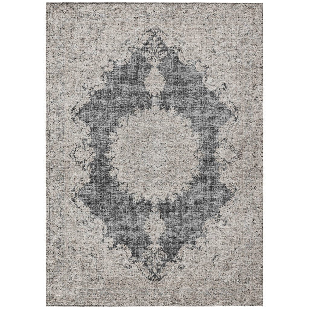 LOOMLAN Rugs Lyra Black Washable Indoor-Outdoor Rug