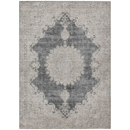 LOOMLAN Rugs Lyra Black Washable Indoor-Outdoor Rug