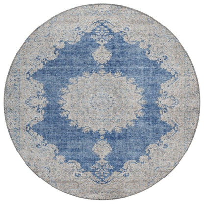 LOOMLAN Rugs Lyra Blue Washable Indoor-Outdoor Rug